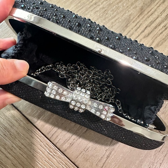 INC International Concepts Formal/Evening Beaded Long Chain/Clutch Bag Black - Picture 3 of 11